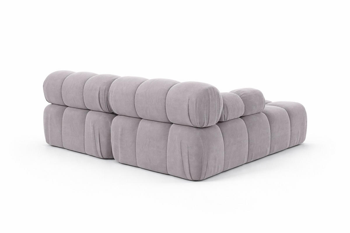 ECKSOFA L-Form Mini II Modular, Veloursstoff Salvador, Grau, Links, Selia - Grau, Holz (190/160cm) - Kaiser Möbel