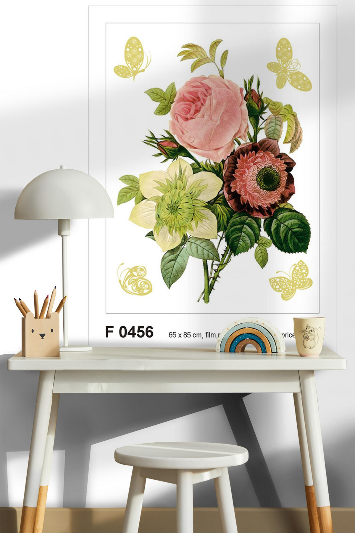 WANDTATTOO Blumenstillleben 85 x 65 cm - Pink, Papier (85/65/65cm) - Sanders & Sanders