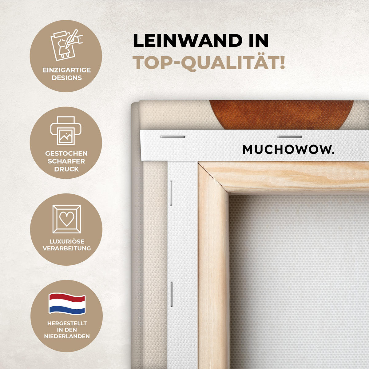 LEINWANDBILD Formen - Rund - Blätter - Beige 30x40 cm - Rostfarben, Textil (30/40cm) - MuchoWow