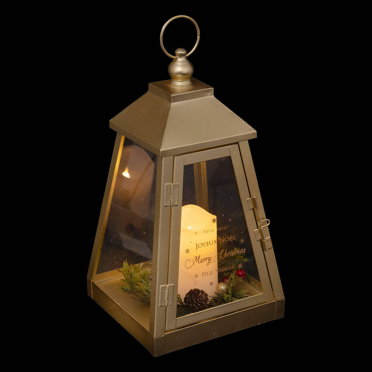 LATERNE LED Metall 32/17 cm - Goldfarben, Metall (17/32/17cm) - Atmosphera Createur d´interieur