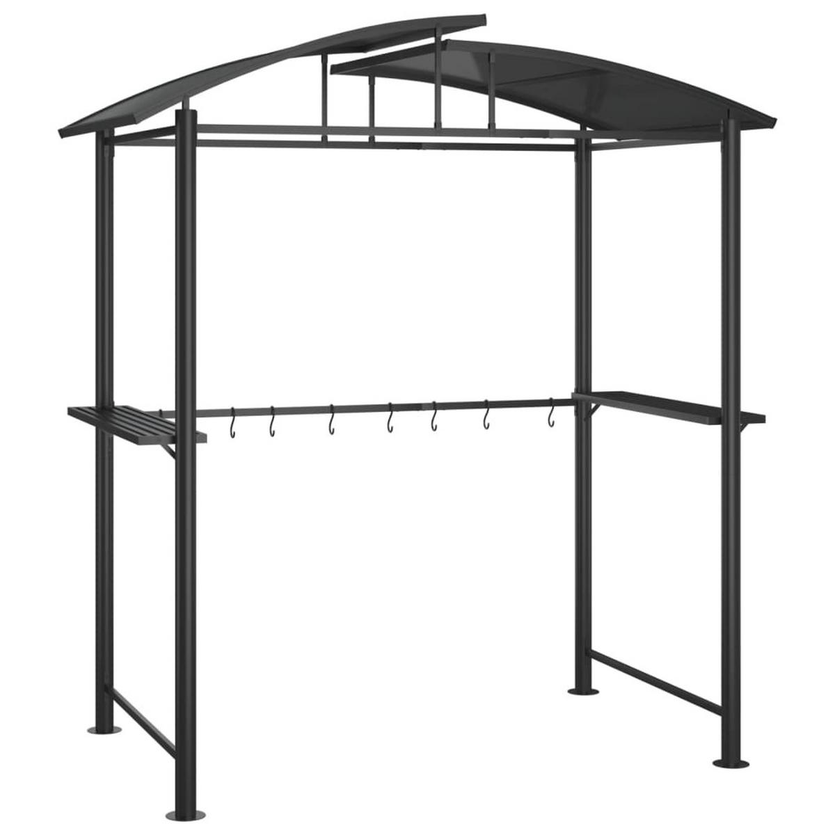 GRILLPAVILLON mit Seitenregalen, 20/115/230 cm, aus Stahl, Anthrazit - Anthrazit, Metall (210/230/114cm) - vidaXL