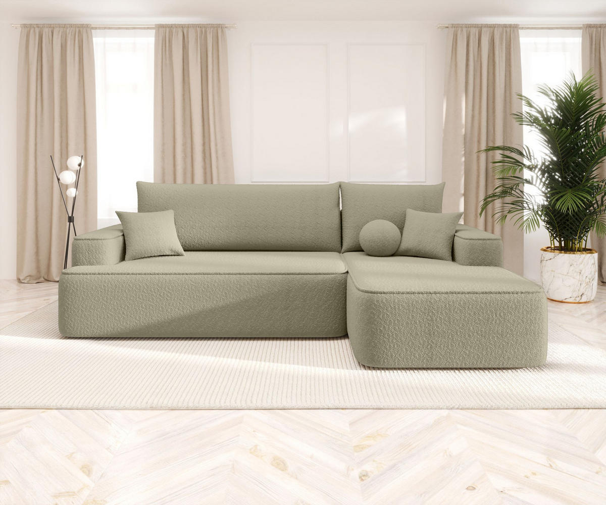 ECKSOFA mit Schlaffunktion FIGO Quelle 06 Rechts - Beige, Textil (250/150cm) - Bedante