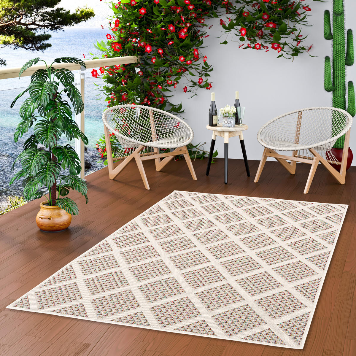 IN & OUTDOOR TEPPICH FLACHGEWEBE CAMPUS MODERN - Beige, Textil (140/200cm) - Pergamon