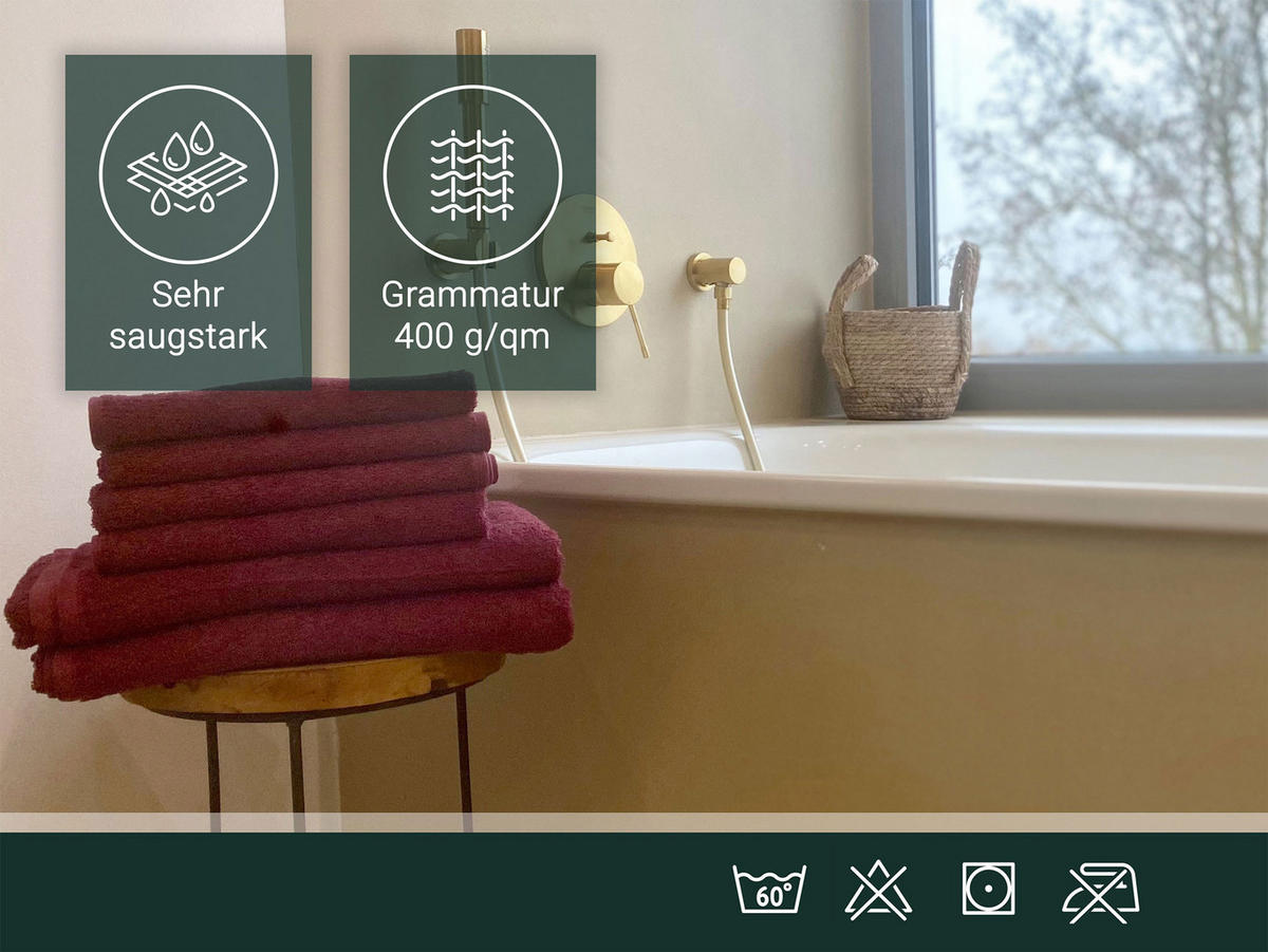 HANDTÜCHER SET, 6er-Set, 50x100 cm + 70x140 cm, 100% Baumwolle, Rot - Bordeaux, Textil (50/100cm) - Zollner