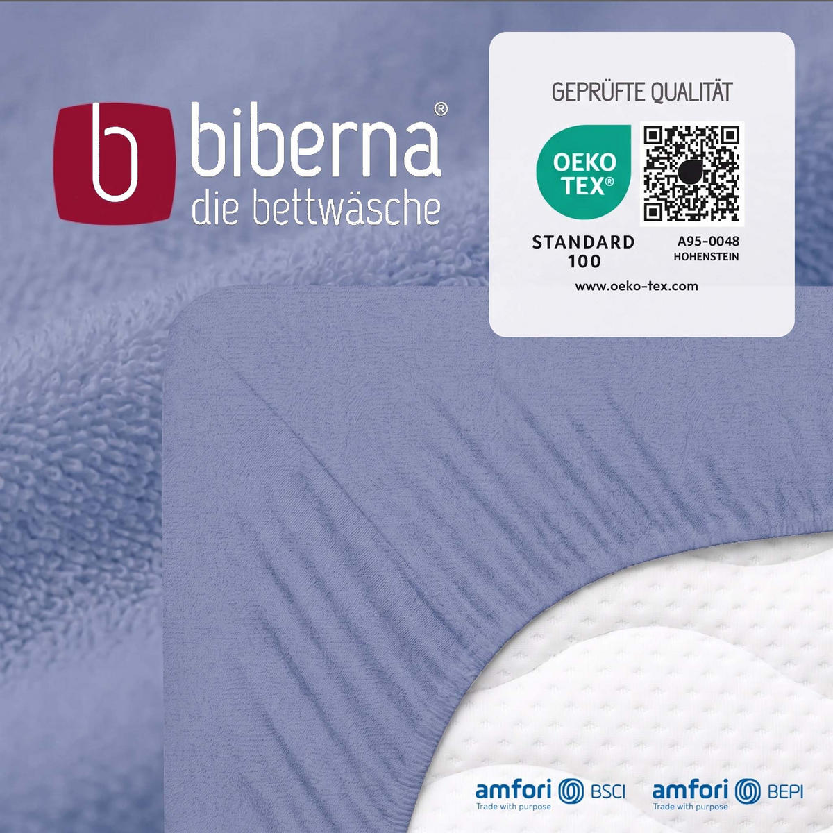 SPANNBETTTUCH Premium Frottee blau, 90x190 cm - 100x200 cm - Blau, Textil (100/200cm) - biberna