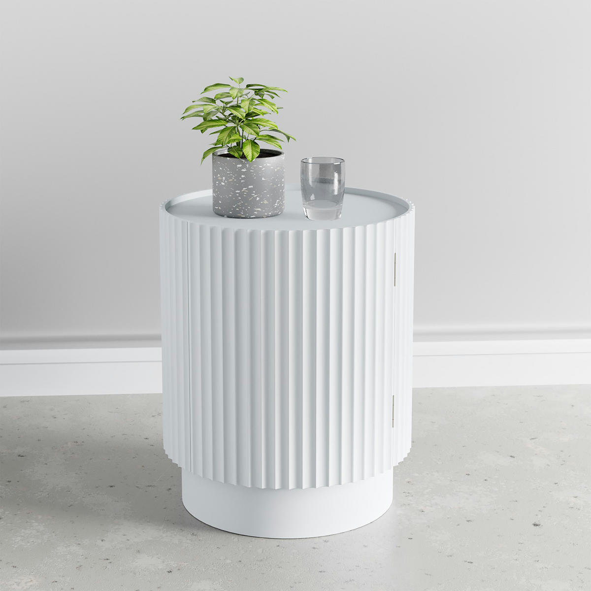 ODKLÁDACÍ STOLEK Rill - bílá, kompozitní dřevo (40/40/48.5cm) - [en.casa]