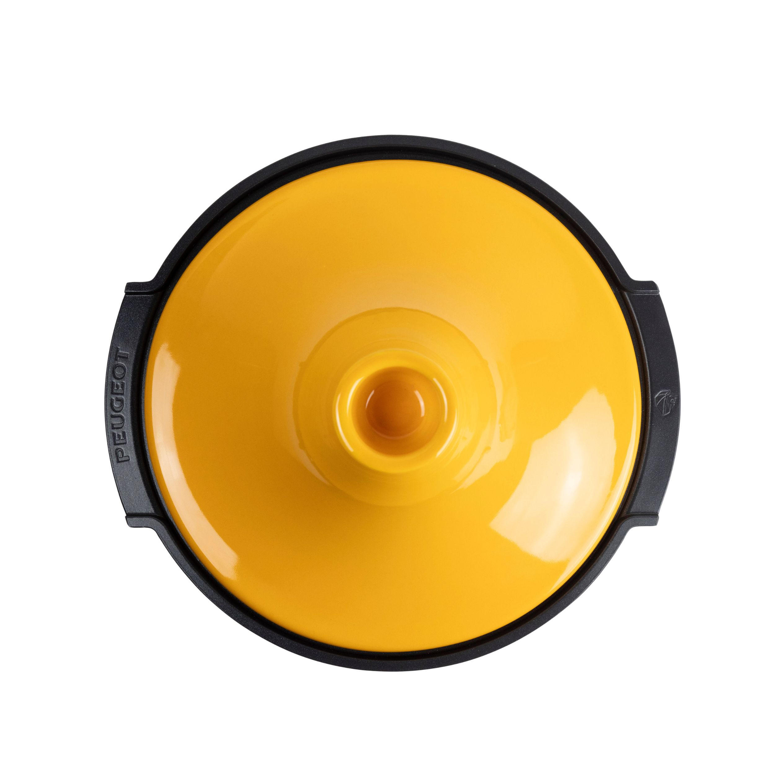 TAGINE Atlas Safrangelb Aluminium Keramikdeckel für alle Herdarten - Gelb, Keramik (32.8/30.2/24cm) - PEUGEOT