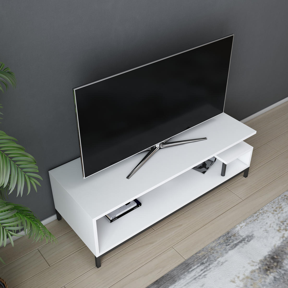 TV-LOWBOARD Reilly Schwarz-Weiß - Schwarz/Weiß, Holzwerkstoff (120/38/45cm) - Decorotika