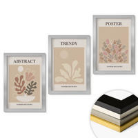 WANDBILDER 3er Set - 20x30 cm Silberner Rahmen - Pflanzenmotive beige braun - Silberfarben, Kunststoff (20/30cm) - ArtPrintCave