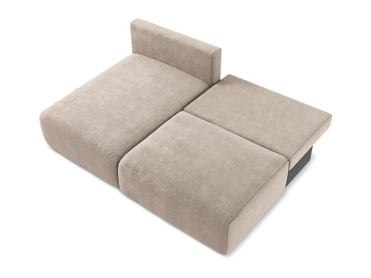 ECKSOFA mit Schlaffunktion links Chenille Stoff Beige - Beige/Schwarz, Kunststoff/Textil (149/210cm) - Makamii