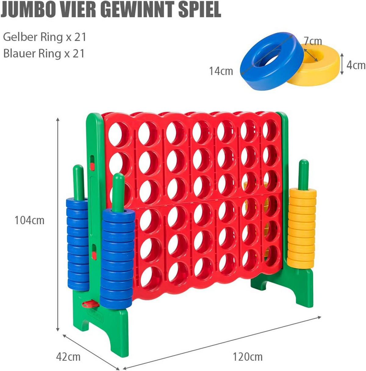 SPIELBRETTSÄTZE Vier-Gewinnt Multicolor - Multicolor, Kunststoff (42/120cm) - COSTWAY