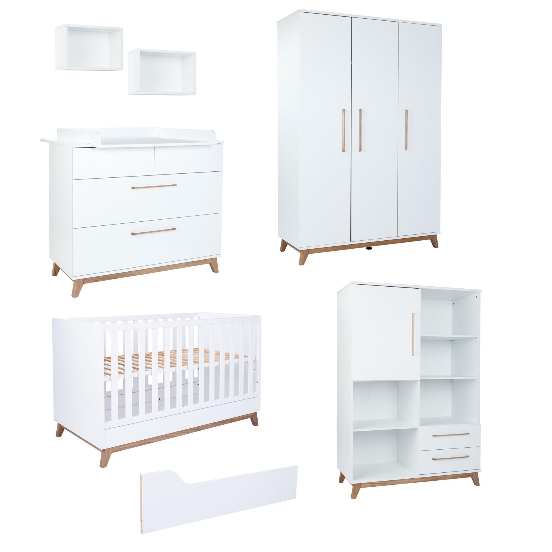 BABYZIMMER Mega-Set LINA 6-tlg. - Walnussfarben/Weiß, Holz/Holzwerkstoff (1/1/1cm) - arthur berndt