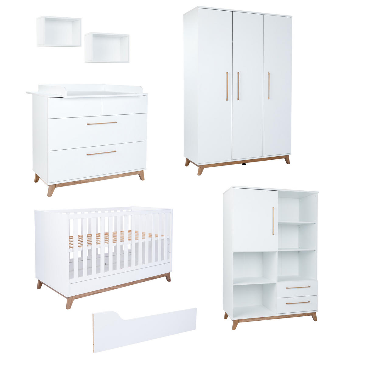 BABYZIMMER Mega-Set LINA 6-tlg. - Walnussfarben/Weiß, Holz/Holzwerkstoff (1/1/1cm) - arthur berndt