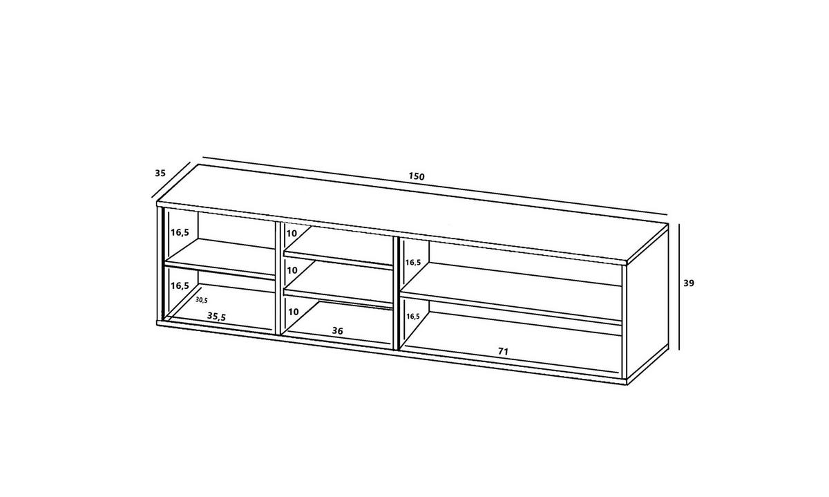 TV-LOWBOARD Apollo Eiche wotan Graphit matt 150 cm - Graphitfarben, Holzwerkstoff (150/39/35cm) - Meble Lindner