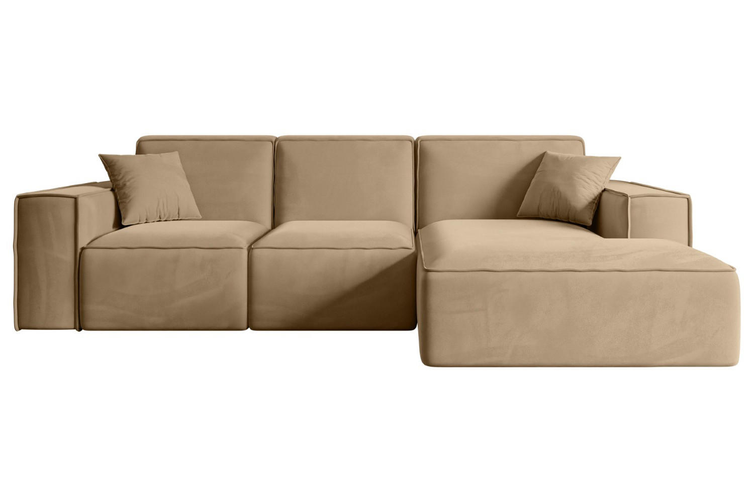 ECKSOFA Ottomane Rechts SERRA-L - 266x165x73 cm Beige Velours - Beige/Schwarz, Holzwerkstoff/Kunststoff (266/165cm) - ALTDECOR