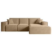 ECKSOFA Ottomane Rechts SERRA-L - 266x165x73 cm Beige Velours - Beige/Schwarz, Holzwerkstoff/Kunststoff (266/165cm) - ALTDECOR