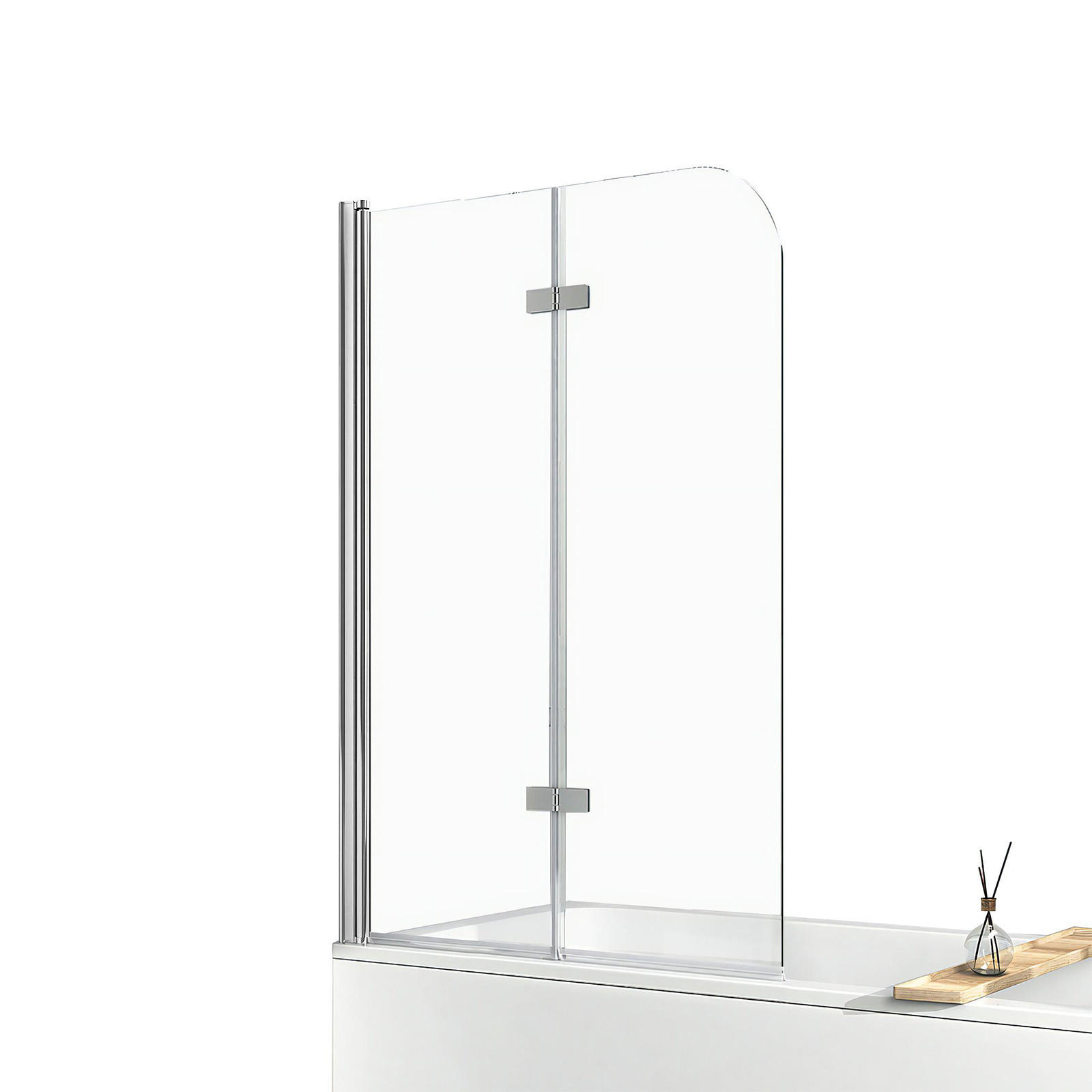 DUSCHWAND für Badewannen Faltbar mit Schwenkfunktion 140/110 cm - Transparent, Glas (110/140cm) - EMKE