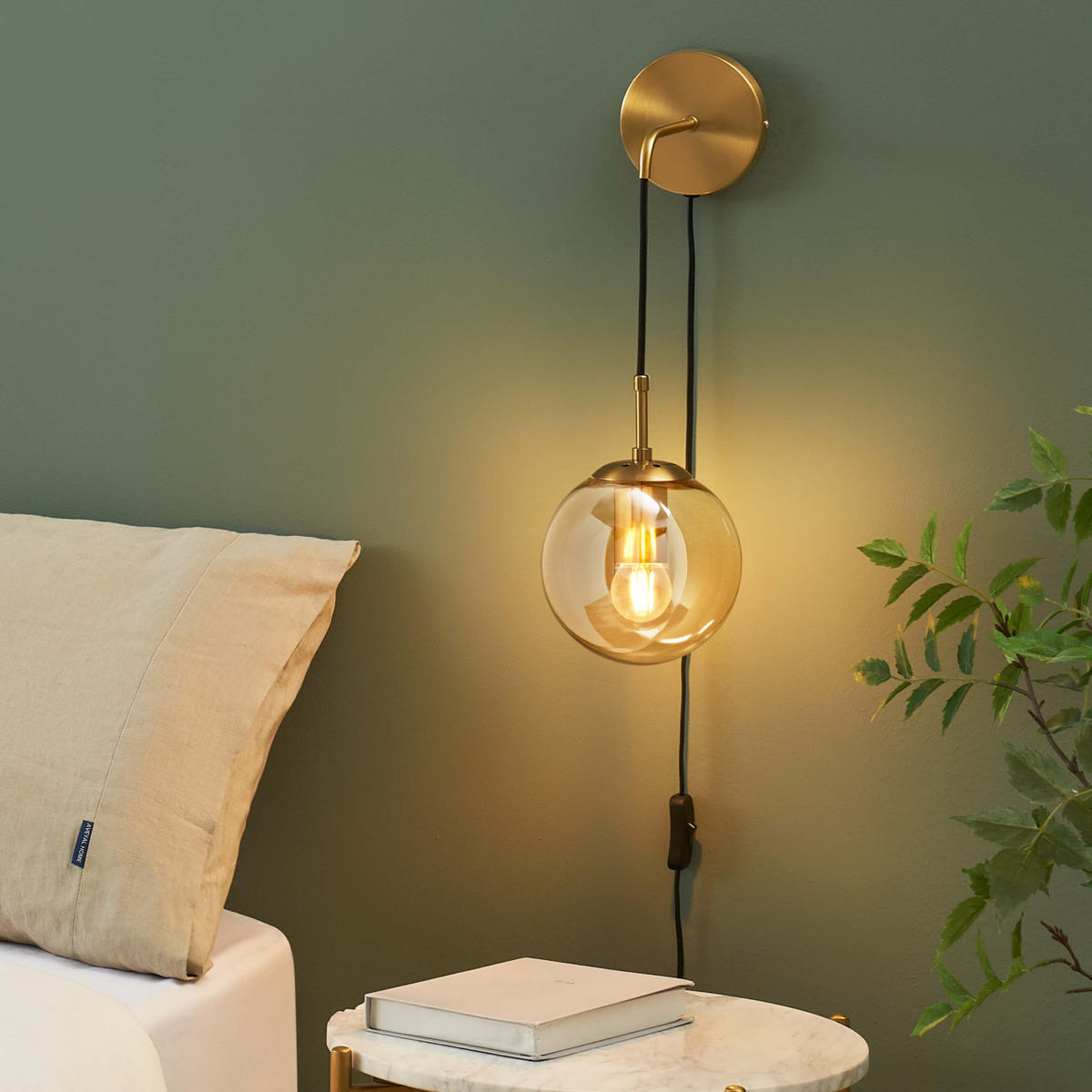 WANDLEUCHTE Robyn, Bernstein und Gold, 60cm - Goldfarben, Glas (15/60/23cm) - KOSILUM