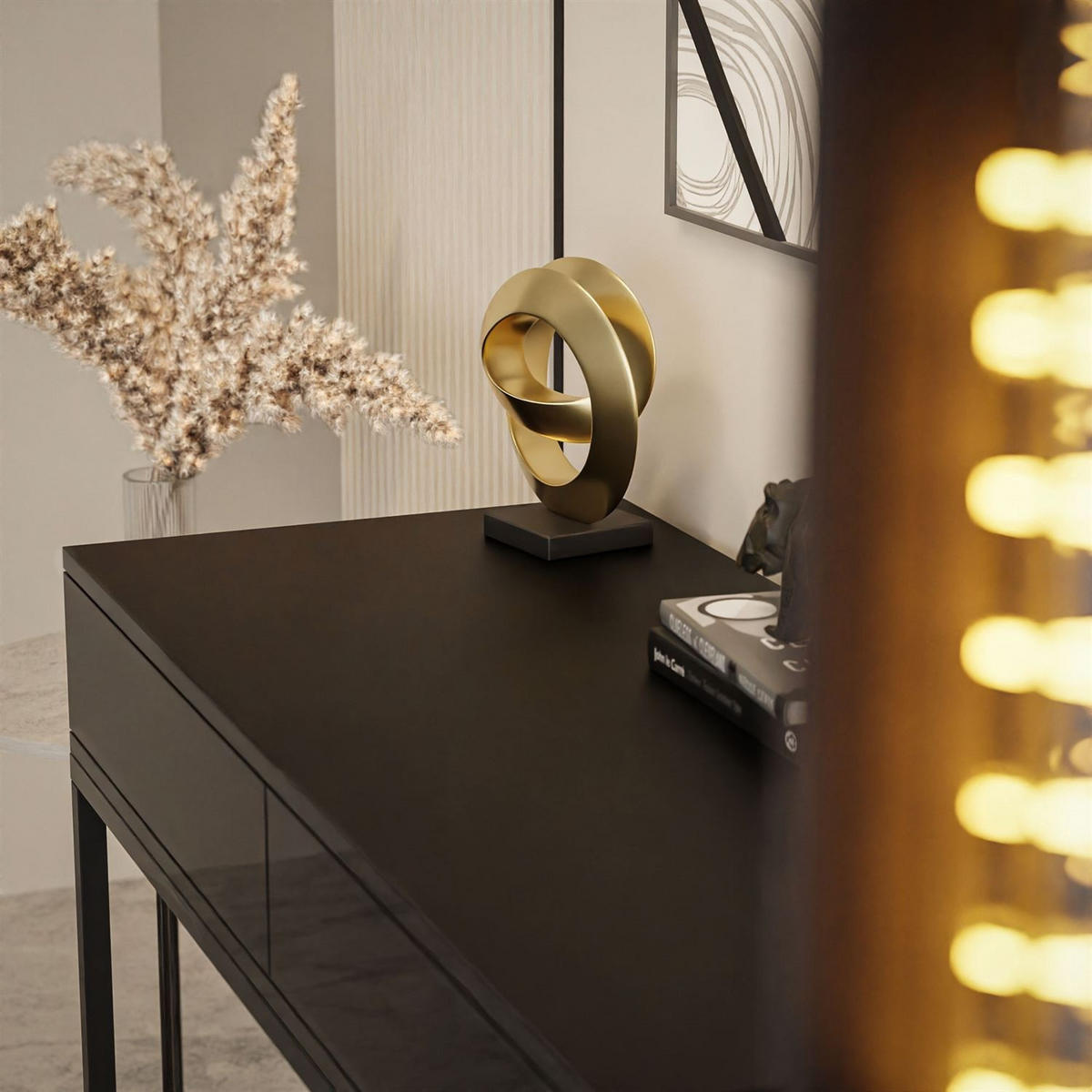 KONSOLE BLANCO LOFT II Schwarz Hochglanz PUSH OPEN - Schwarz Hochglanz/Schwarz, Holzwerkstoff (42/100/81cm) - Lookway