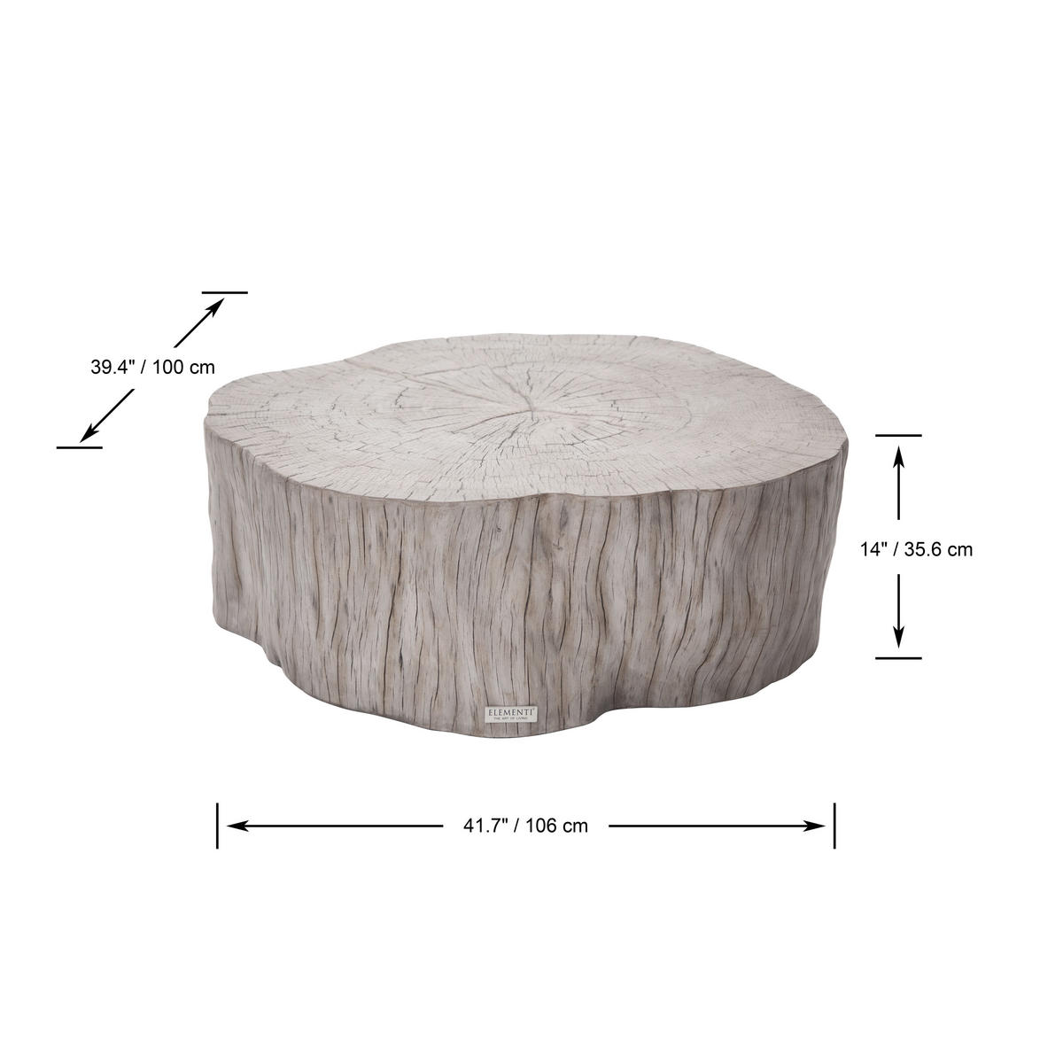 COUCHTISCH DAINTREE aus GF-Beton, Wetterbeständig, 106x100x36 cm - Grau, Naturmaterialien (106/100/36cm) - Elementi
