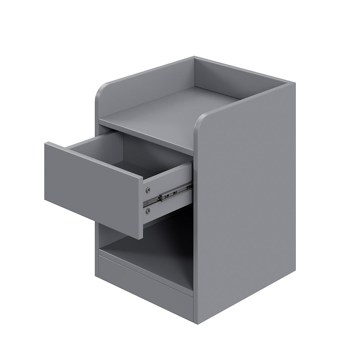 HOLZBETT 140x200 Stauraum Schubladen Nachttisch Grau - Grau, Holzwerkstoff - FLIEKS