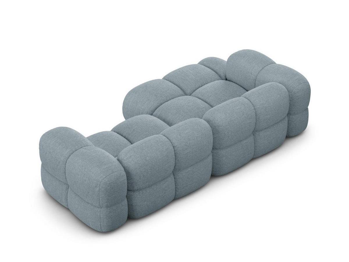 ECKSOFA links Loretto aus strukturiertem Stoff pastellblau 3 Sitzplätze - Pastellblau, Textil (147/250cm) - Cosmopolitan Design