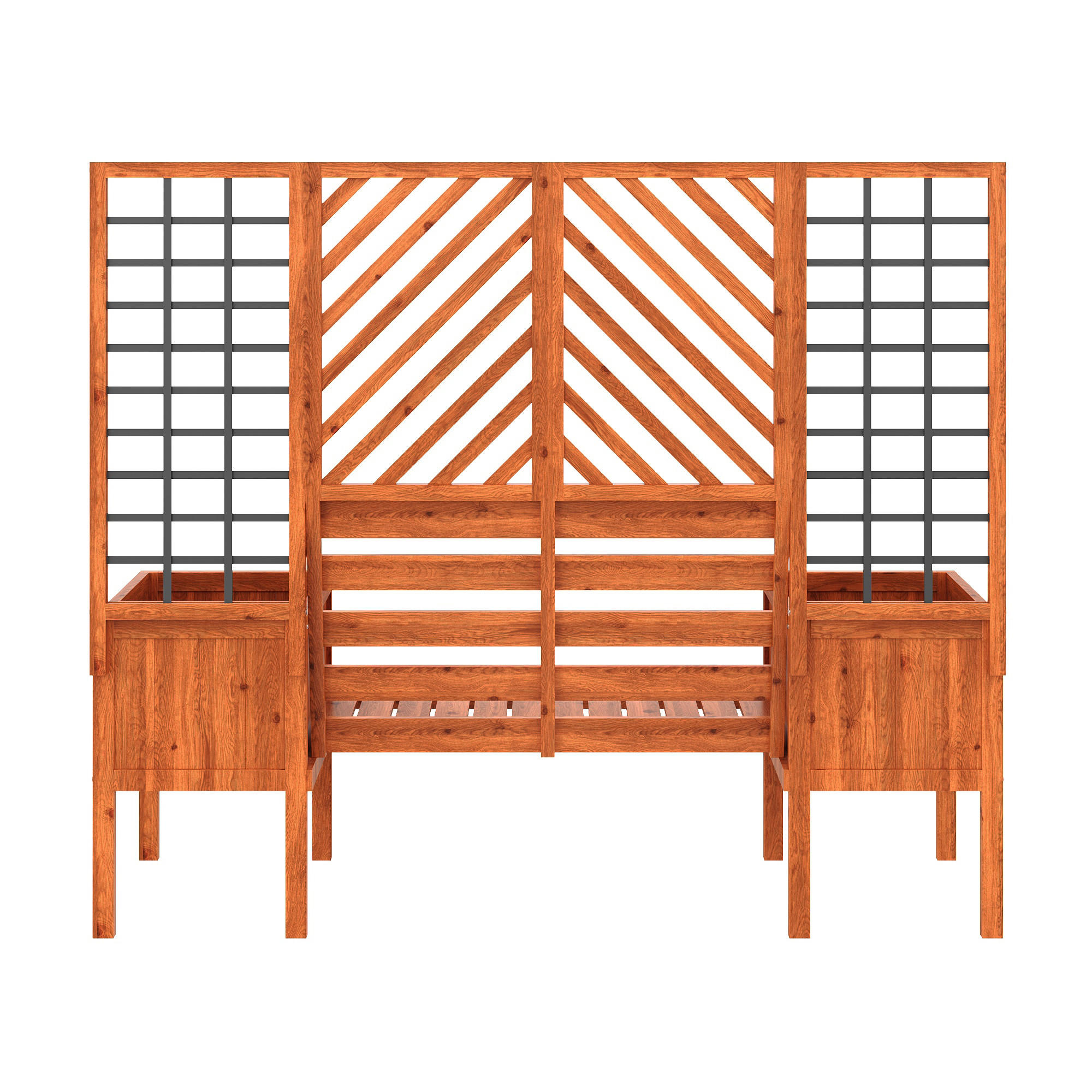 BLUMENTOPF 170/42/145 cm Braun mit Spalier als Rankhilfe - Braun, Holz (145/42/170cm) - Oxeza
