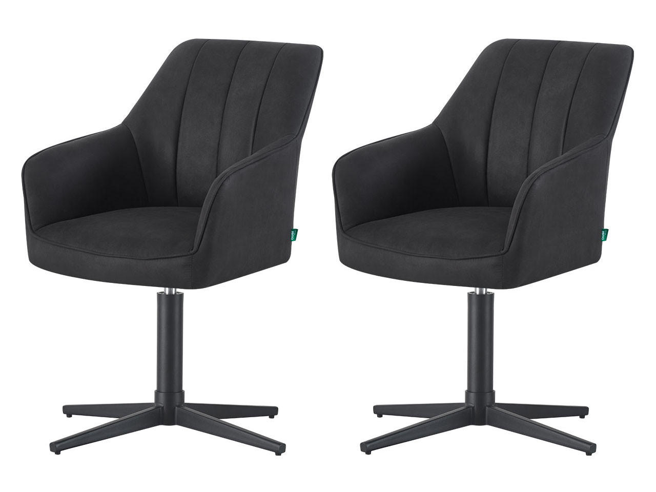 ESSZIMMERSTUHL THOMAS-NIKA 2er-Set 360°drehbar - Schwarz, Textil (57/85/62cm)