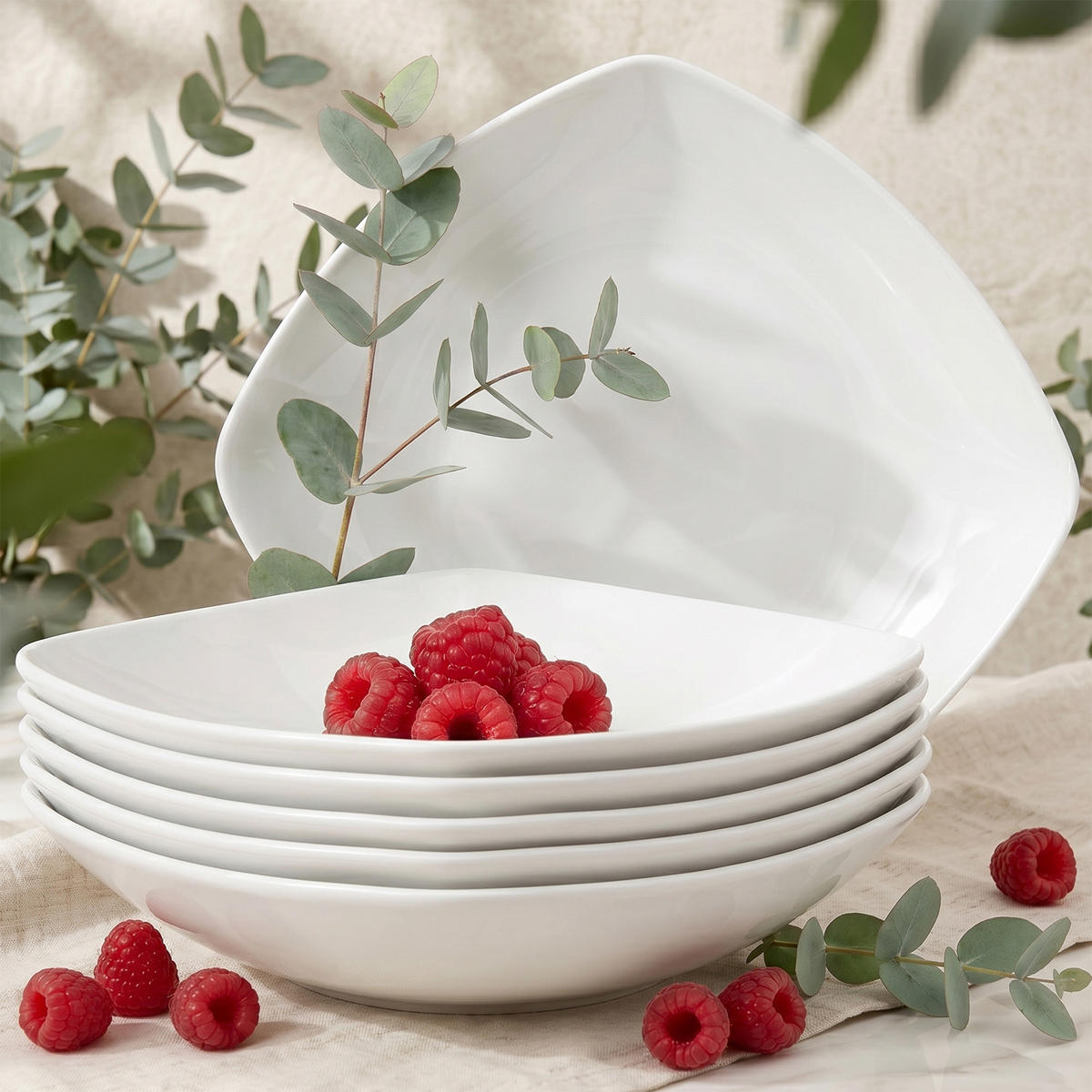 SUPPENTELLER CARLINA 6-tlg - Weiß, Keramik (20cm) - KONSIMO®