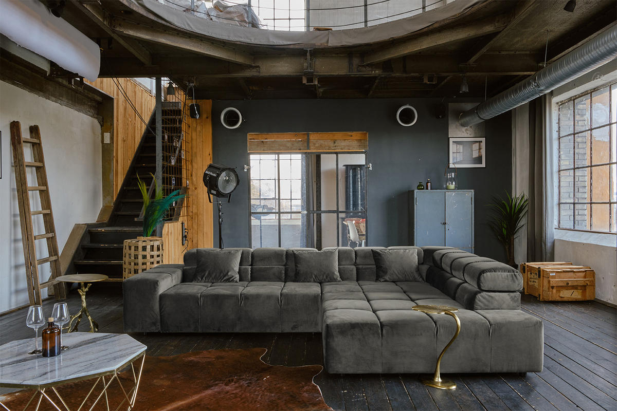 ECKSOFA MIT MOTORISCHEM SITZVORZUG NEVADA Grau Velvet - Schwarz/Grau, Textil (319/215cm) - KAWOLA