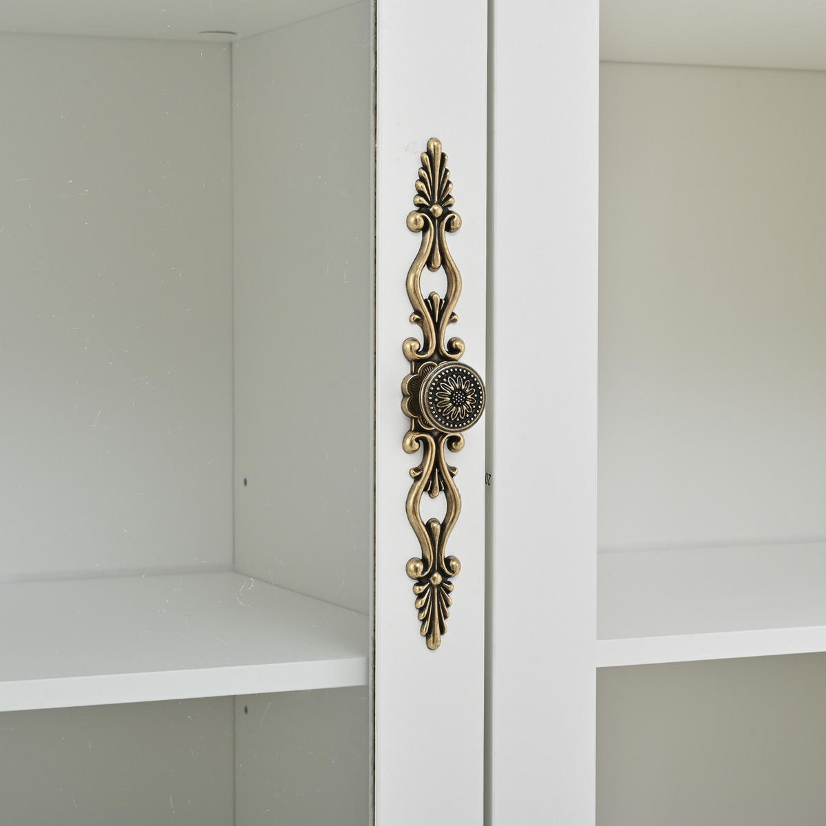 KÜCHENSCHRANKMIT LED-BELEUCHTUNG 130/170,5/37,5 cm Spanplatte, Glas Weiß, 8 WEINREGALE, Wohnzimmerschrank - Weiß, Holzwerkstoff (37.5/170.5/130cm) - Rolipo