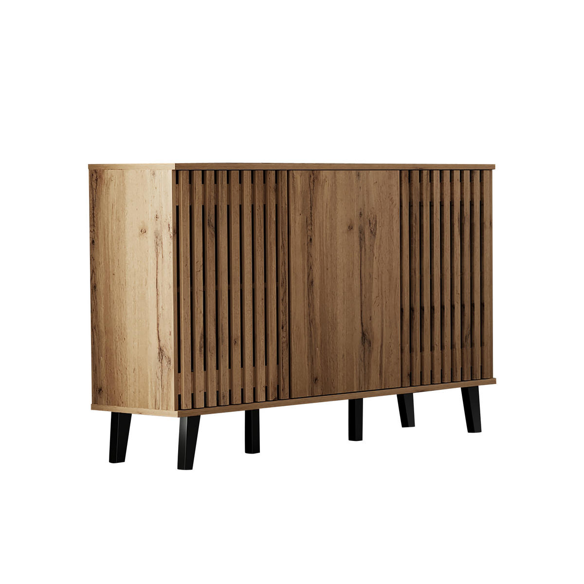 SIDEBOARD 3 Türen 6 Fächer 150x40x95cm Stauraum Mehrzweck - Naturfarben, Holzwerkstoff (40/95/150cm) - FLIEKS
