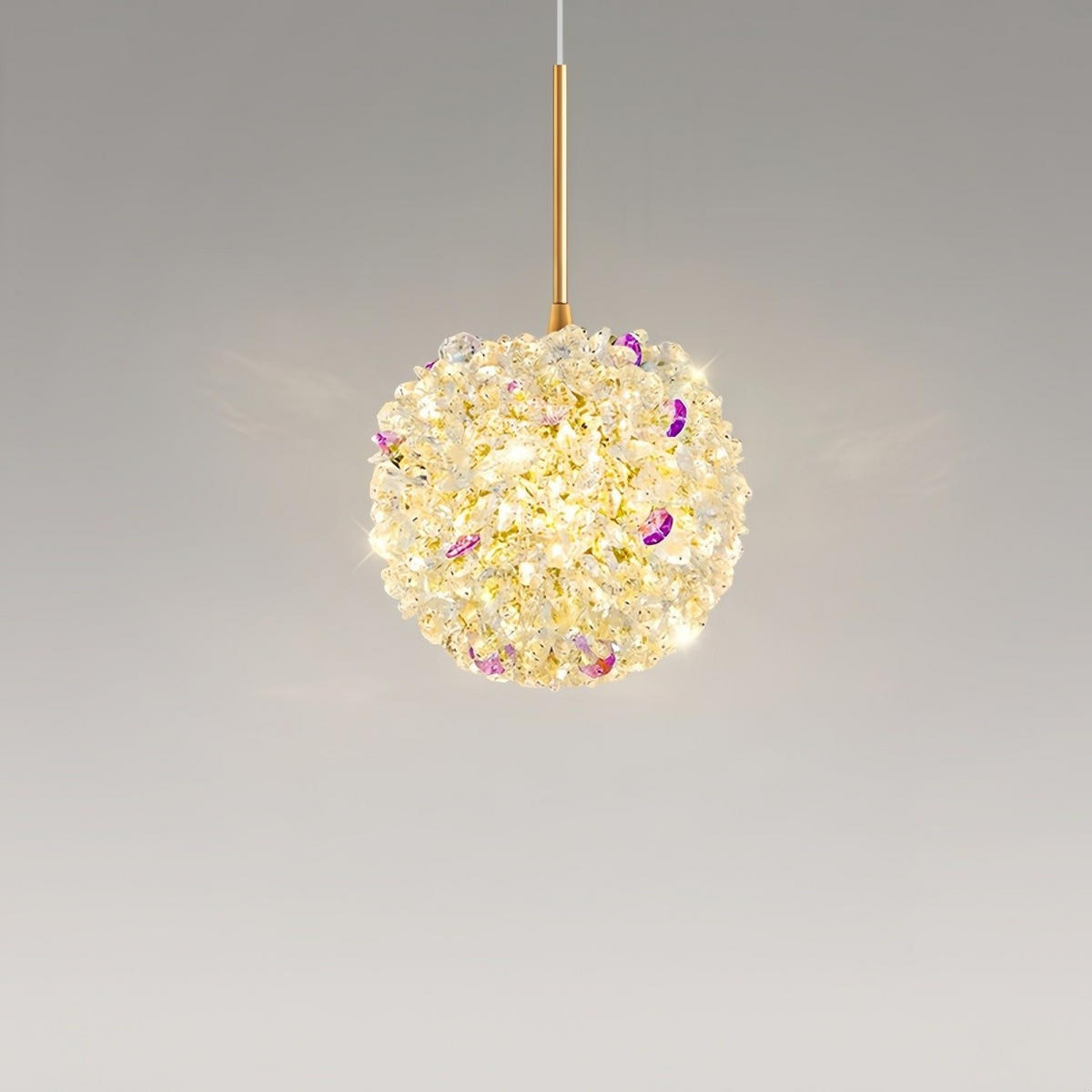 PENDELLEUCHTE Hortensie Kristall Kugel, höhenverstellbar Esszimmer Wohnzimmer - Platinfarben, Naturmaterialien (12/12/12cm) - Weltevree