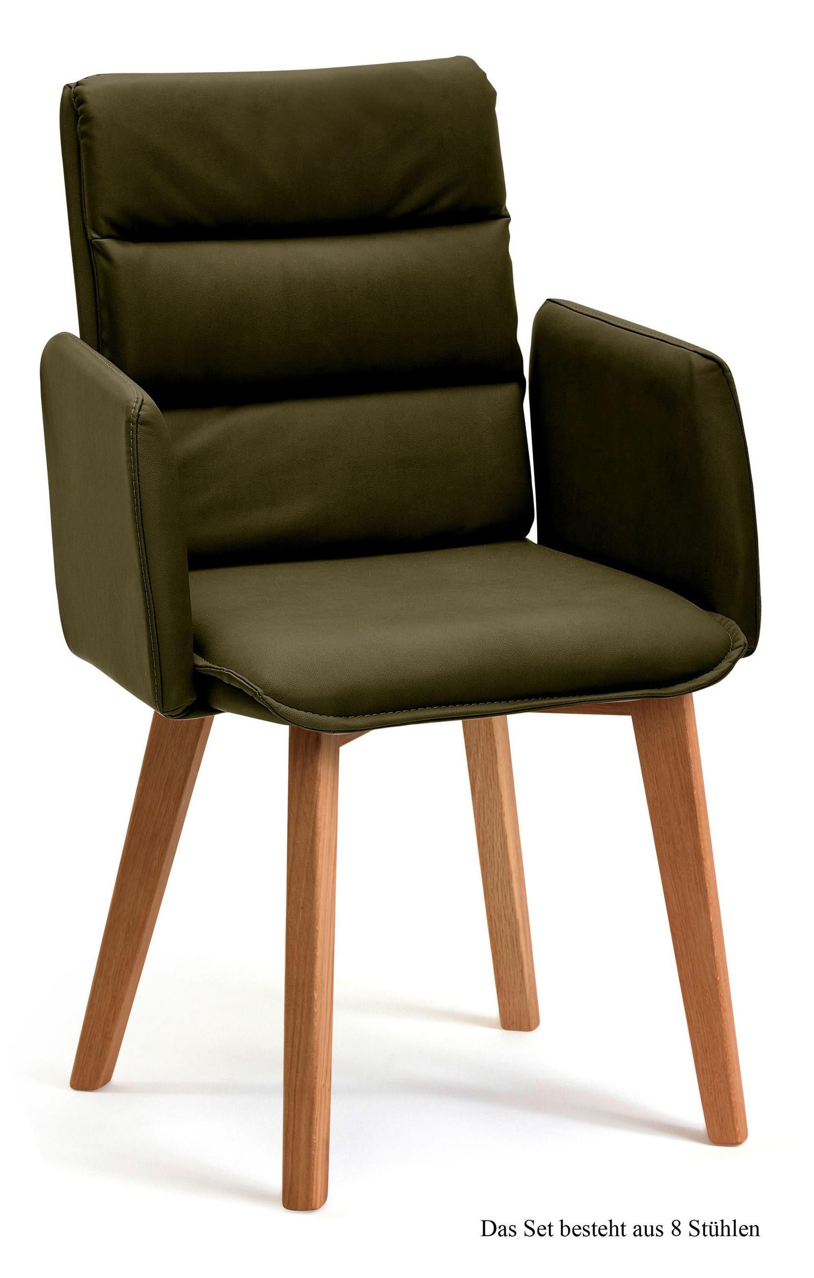 ARMLEHNSTUHL (8er-Set) Daritsa 52x92x60 Eiche geölt/Khaki - Dunkelgrün/Eichefarben, Kunststoff (60/92/52cm) - 58aufmkessel