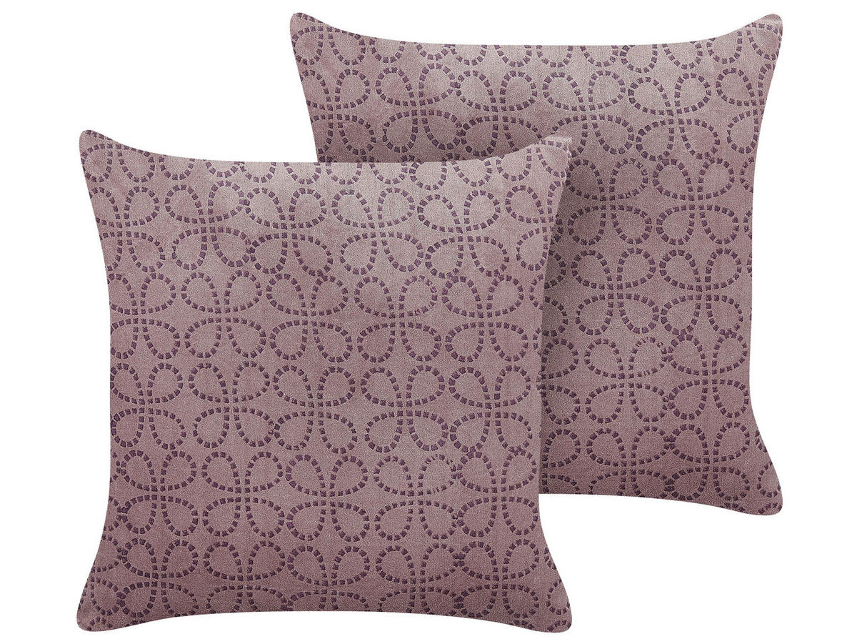 DEKOKISSEN 2er-Set Rosa 45/45 cm Larkspur - Pink, Textil (45/45cm) - Beliani