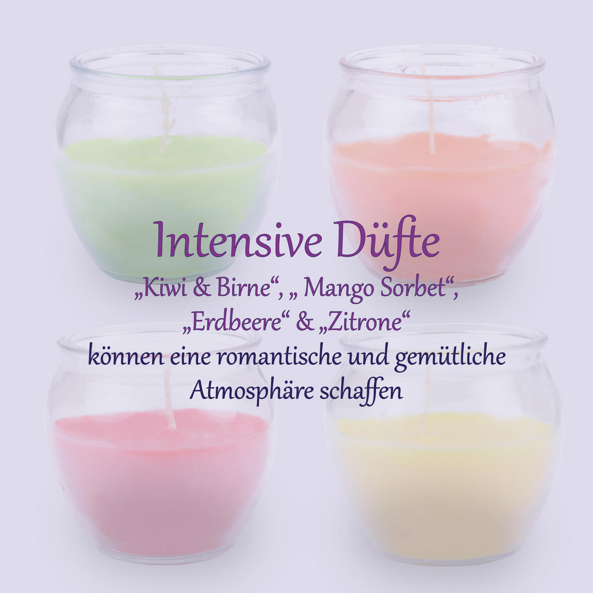 DUFTKERZEN "Selection" - 4 Kerzen im Mix Fruits - Limette/Multicolor, Naturmaterialien (5.8/6cm)