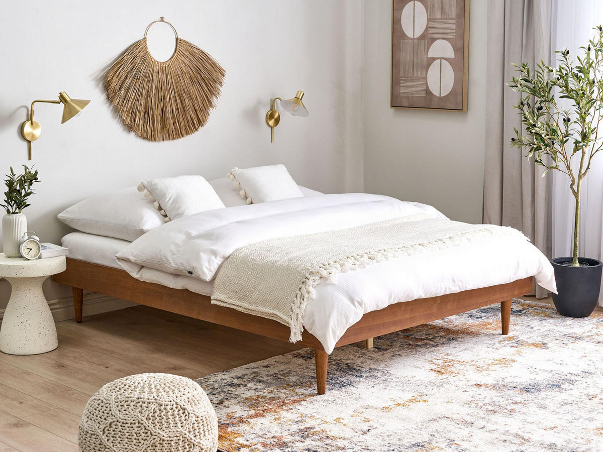 BETT mit Lattenrost 140/200 cm Braun Toucy - Braun, Holzwerkstoff (140/200cm) - Beliani