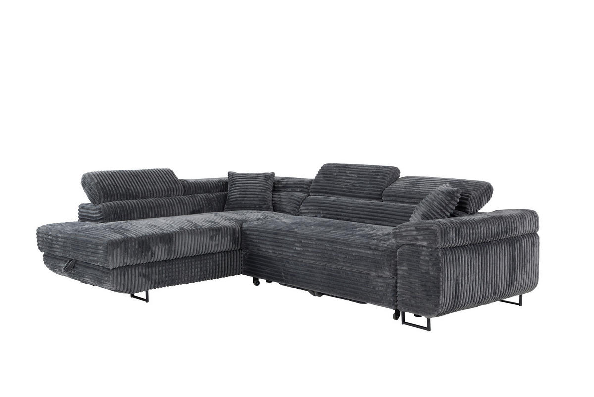 ECKSOFA SERENA L, Links mit Stauraum, Grau - Grau, Textil (275/205cm) - KS Home Concept