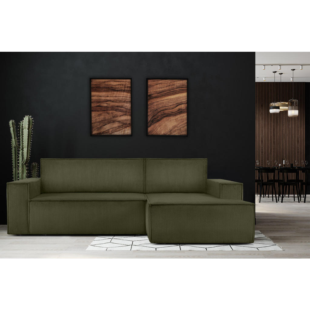 Thumbnail - Konsimo® Eckschlafsofa-Rechts, Olivgrün, Textil, L-Form,L-Form, 262x148 cm, FSC 100%, Hergestellt in Europa, Wohnzimmer,...