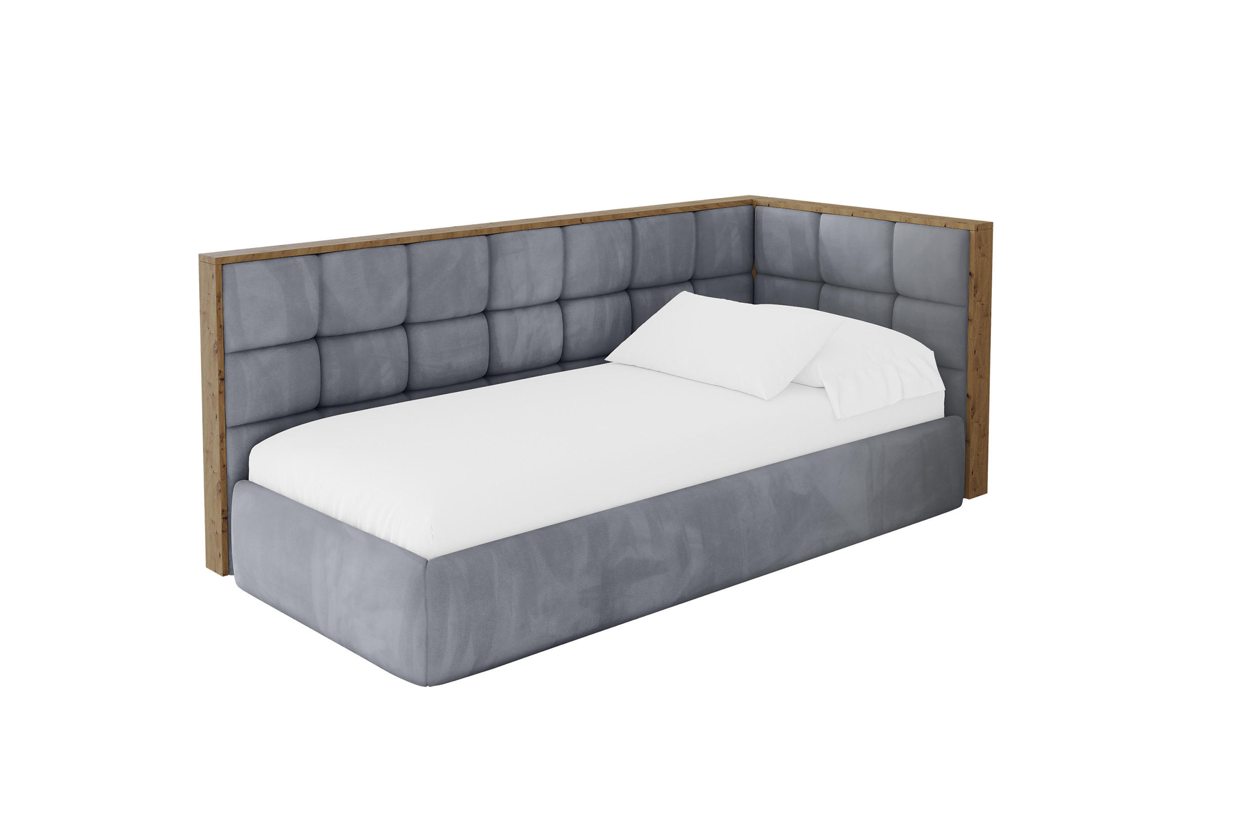 ALTDECOR JEDNOLŮŽKOVÁ POSTEL pro mládež s úložným prostorem, vlevo - SOVY 100x200 šedá