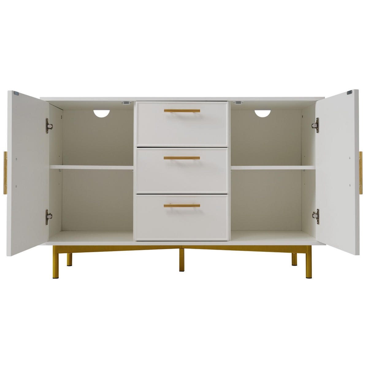 KOMMODE 120/40/75 cm aus Spanplatte mit geriffelten Fronten und verstellbarem Einlegeboden Weiß - Weiß, Holzwerkstoff (120/40/75cm) - Modenvie