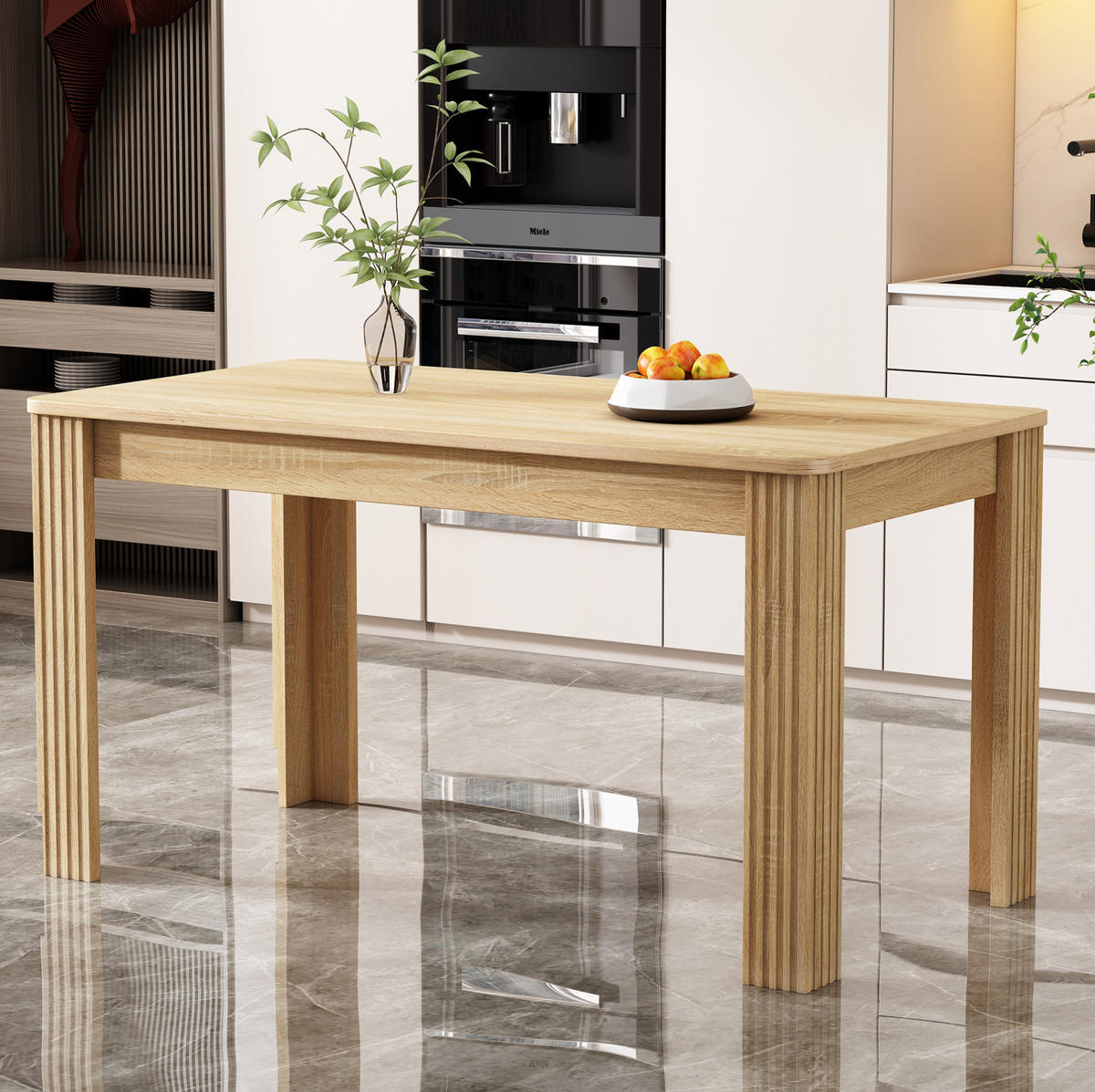ESSTISCH in Eichefarben mit Holzoptik und 4 stabilen Beinen,116/65/75 cm - Braun, Holzwerkstoff (116/65/75cm) - Flora Grace