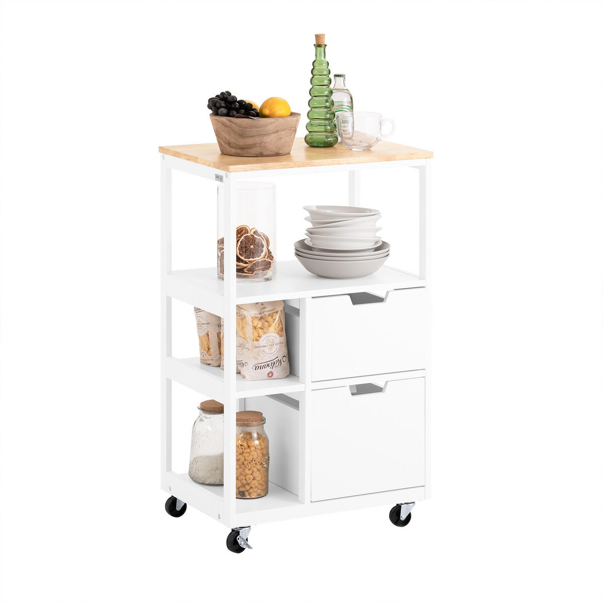 KÜCHENWAGEN Weiß - Weiß, Holz/Holzwerkstoff (53/89/37cm) - SoBuy
