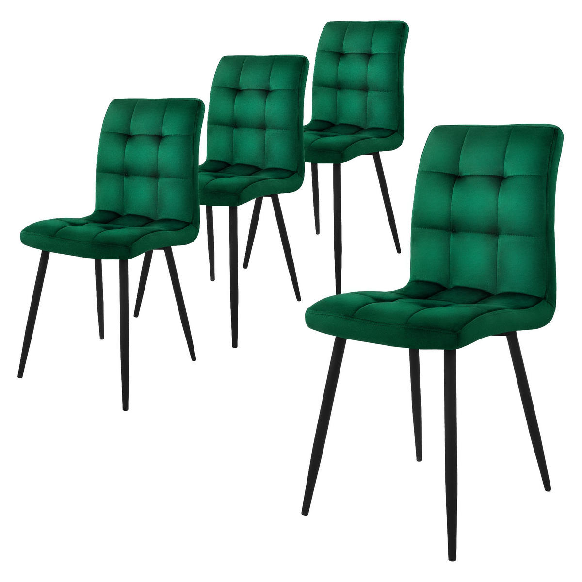 ESSZIMMERSTUHL Samt Dunkelgrün 4er Set - Dunkelgrün, Metall (41/89/49cm) - ML-DESIGN