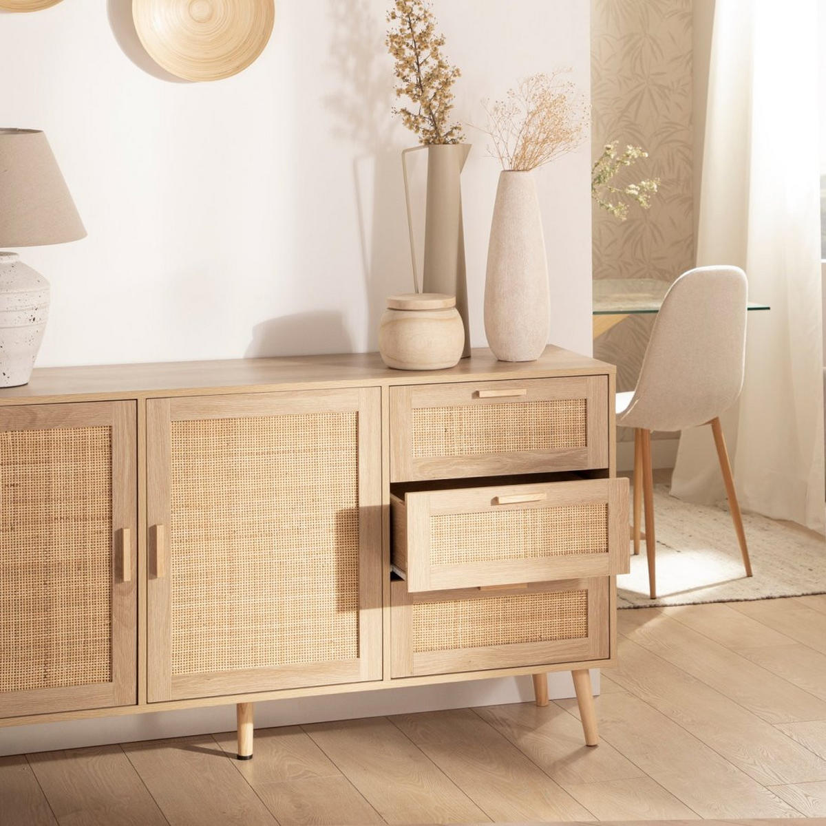 ANRICHTE NIEDRIGE Tahiti Natürlich 148 cm x 79 cm - Naturfarben, Holzwerkstoff (148/79/40cm) - Klast Home