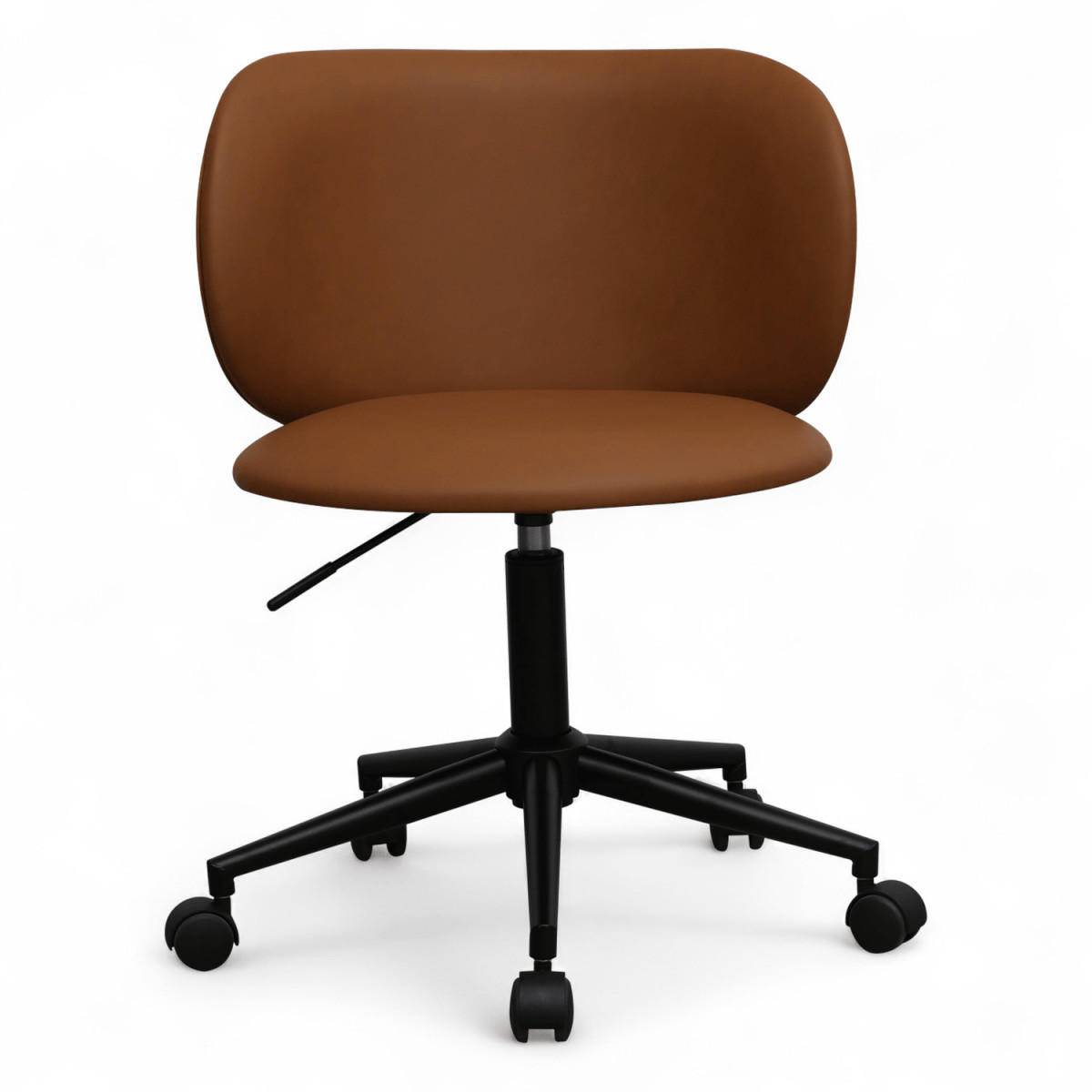 DREHSTUHL höhenverstellbar in Kunstleder Cognacbraun - Schwarz/Braun, Textil/Metall (57/71/56cm) - Furnhouse