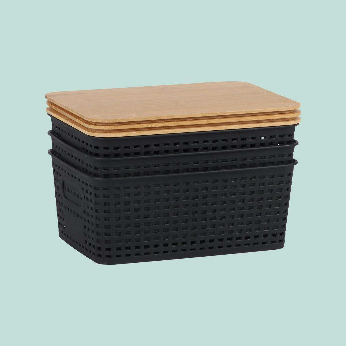 ŠKATLA - črna, umetna masa/les (25.5/10.5/18cm) - Relaxdays