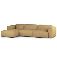 3-SITZER ECKSOFA mit Longchair - Schwarz/Honig, Kunststoff/Textil (317/173cm) - home24