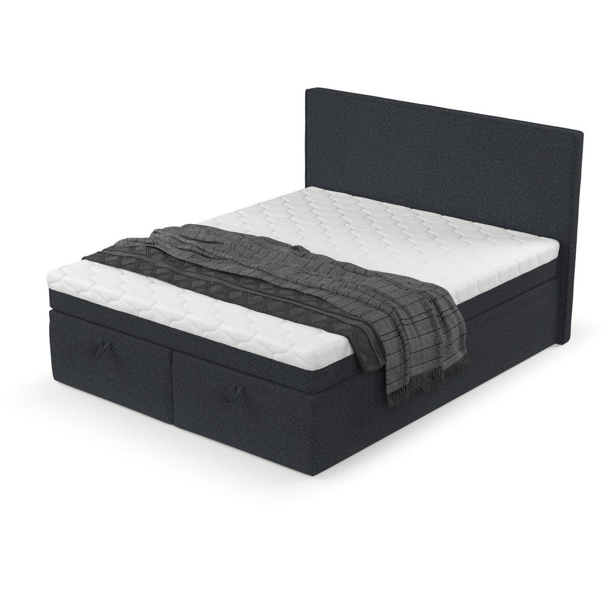 BOXBETT Zalla 200/200 cm Anthrazit im Riva Stoff - Anthrazit/Schwarz, Holz/Holzwerkstoff (200/200cm) - AltaBeds