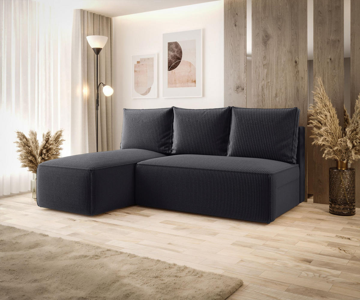 ECKSOFA mit Schlaffunktion SAVIO MINI Poso 34 Links - Graphitfarben, Textil (200/140cm) - Bedante
